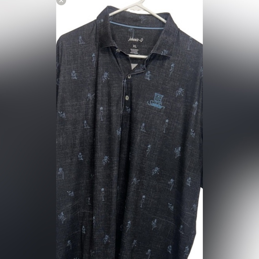 Johnnie-O Pin Up beachy Girls Mens Stretch Polo Shirt Charcoal XL
